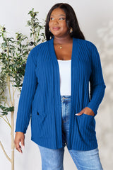 Basic Bae Full Size Ribbed Open Front Cardigan with Pockets - Comfort & Style for Every Occasion