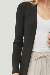 Be Cool Ribbed Open Front Long Sleeve Cardigan - Cozy & Stylish Layering Essential