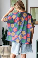 HOPELY Women's Floral Round Neck Side Slit T-Shirt - Full Size, Soft & Versatile