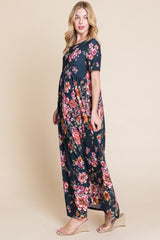 BOMBOM Floral Shirred Maxi Dress - Chic & Versatile Summer Fashion