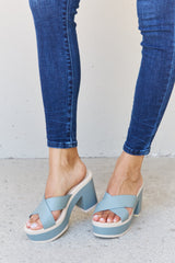 Weeboo Contrast Platform Sandals in Misty Blue | Stylish & Comfortable Mules