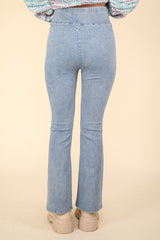 Trendy Crossover Waist Washed Denim Leggings - Stretch & Style by VERY J