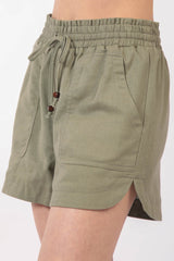 Eco-Friendly Linen Shorts with Drawstring Elastic Waist | VERY J