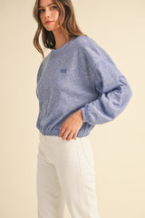Mable Round Neck 'Malibu Vintage' Embroidery Crop Sweatshirt - Trendy Streetwear