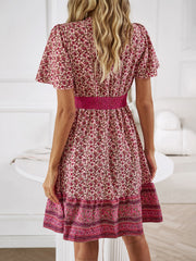Elegant Floral Mini Dress with Smocked Waist - Women's Summer Fashion