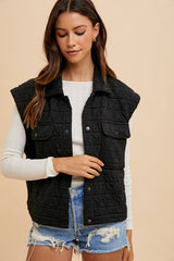 Annie Wear Women's Quilted Snap Down Vest Coat - Stylish & Warm Outerwear