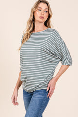 BOMBOM Women's Striped Boat Neck Dolman Sleeve Top - Elegant, Versatile, and Comfortable