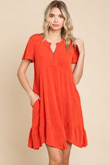 Versatile Notched Short Sleeve Dress by Culture Code - Chic & Comfortable