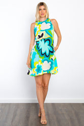 Floral Sleeveless Mini Dress with Pockets - Chic & Comfortable Full Size