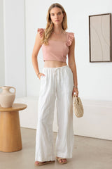 Le Lis Women's Ruffled Cap Sleeve Square Neck Crop Top - Trendy & Versatile