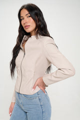 Coalition LA Women's Vegan Leather Moto Jacket - Stylish Zip Up for Spring