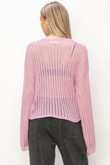 HYFVE Women's Openwork Ribbed Long Sleeve Knit Top - Chic & Versatile
