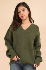 VERY J Seam Detail Drop Shoulder Hooded Sweater - Chic & Comfortable Cotton Blend