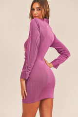 MABLE Women's Front Ruched Button-Down Skinny Mini Shirt Dress - Chic Night Out Fashion