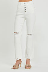 RISEN Women's High Rise Button Fly Straight Ankle Jeans - Versatile & Stylish