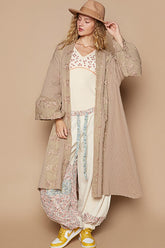 Elegant POL Flower Lace Trim Open Front Longline Cardigan for Women - Perfect Layering Piece