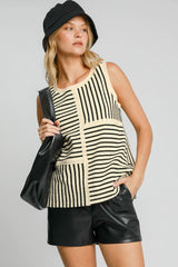 Umgee Women's Textured Striped Tank Top - Chic Essential Sleeveless Shirt