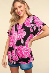 Haptics Women's Floral Drop Shoulder T-Shirt - Casual Chic Wardrobe Essential