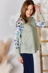 Hailey & Co Full Size Printed Round Neck Blouse - Versatile Women's Top
