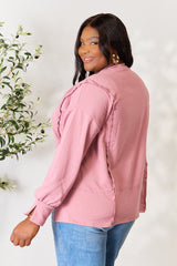 Culture Code Round Neck Exposed Seam Slit Top - Versatile & Comfortable