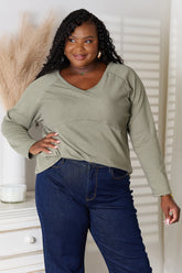 Culture Code Full Size V-Neck Long Sleeve T-Shirt - Versatile Wardrobe Essential