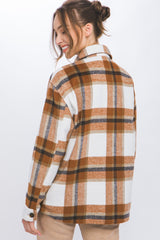 Love Tree Women's Plaid Button-Up Shacket - Cozy Shirt Jacket for Fall