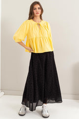 HYFVE Eyelet High-Waist Cotton Midi Skirt - Flared and Dreamy