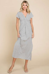 Culture Code Full Size Striped Dress with Twisted Detail - Trendy and Versatile