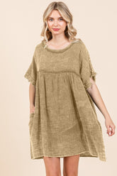 Culture Code Textured Babydoll Dress with Pockets - Feminine Style & Comfort