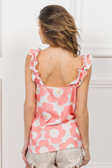 BiBi Floral Waffle Ruffled Tank Top - Feminine & Comfortable Summer Style
