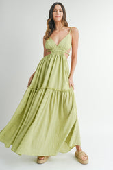 MABLE Cutout Waist Backless Maxi Dress - Bold & Elegant Evening Wear
