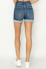 RISEN Women's High Rise Cuffed Denim Shorts – Chic Summer Staple