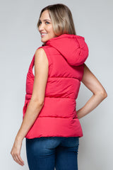Trendy Hooded Vest with Snap and Zip Closures - 100% Polyester