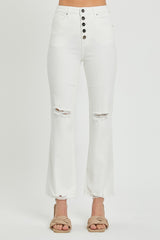 RISEN Women's High Rise Button Fly Straight Ankle Jeans - Versatile & Stylish