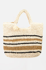 Chic Striped Straw Tote Bag – Trendy Summer Handbag for Beach Adventures
