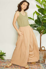 Mittoshop Women's Wrap Pleating Detail Wide Leg Pants - Elegant & Chic