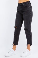 American Bazi Women's High Waist Distressed Cropped Jeans - Stylish Straight Denim