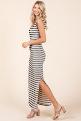 Mittoshop Striped Scoop Neck Sleeveless Maxi Dress with Side Slit