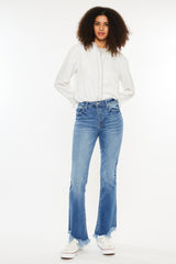 Kancan High Rise Frayed Hem Jeans - Stretchy Denim Fashion with Classic 5-Pocket Design