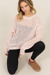 HYFVE Distressed Long Sleeve Knit Top - Trendy, Comfortable & Durable Fashion