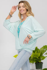 Celeste Women's Floral Round Neck Top with Elegant Two Layer Detail - USA Made