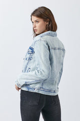 RISEN Button-Up Washed Denim Jacket for Effortless Style