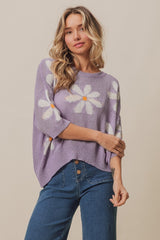 BiBi Women's Floral Slit Sweater - Chic & Versatile Knitwear