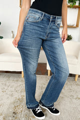 Judy Blue Full Size Mid Rise Release Hem Jeans - Trendy, Comfortable Denim