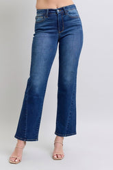 Judy Blue Full Size Straight Jeans with Modern Side Seam & Functional Pockets - Comfort & Style