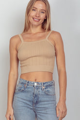 Trendy Cable Knit Seamless Cropped Cami - VERY J Style