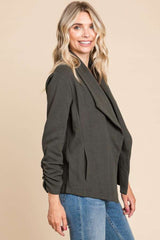 Culture Code Women's Ruched Open Front Long Sleeve Jacket - Versatile & Stylish Outerwear