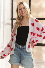 ADORA Women's Fuzzy Heart Button Down Cardigan - Cozy & Stylish Layering Piece