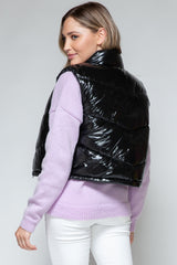 Snobbish Shiny Quilted Turtleneck Vest - Stylish Zip-Up Outerwear