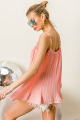 BiBi Pleated Chiffon Cami with Front Lace Detail | Elegant Women's Fashion